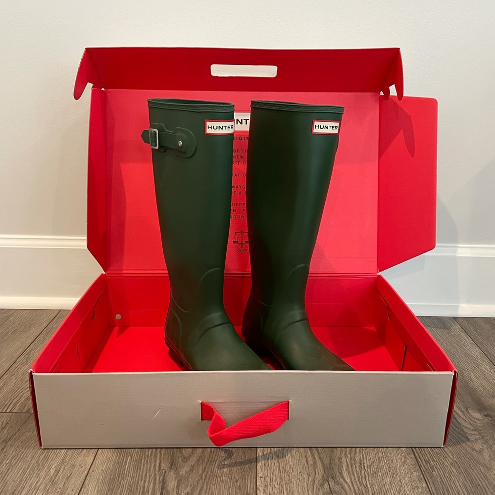 Hunter Green Original Tall Hunter Rain Boots
